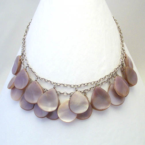 2 Stranded Lavender MOP Teardrop Necklace